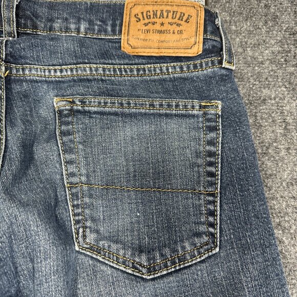 Levis Signature Jeans Mens 30 Blue Cotton Pockets Straight Leg Grunge Outdoor - Picture 9 of 10